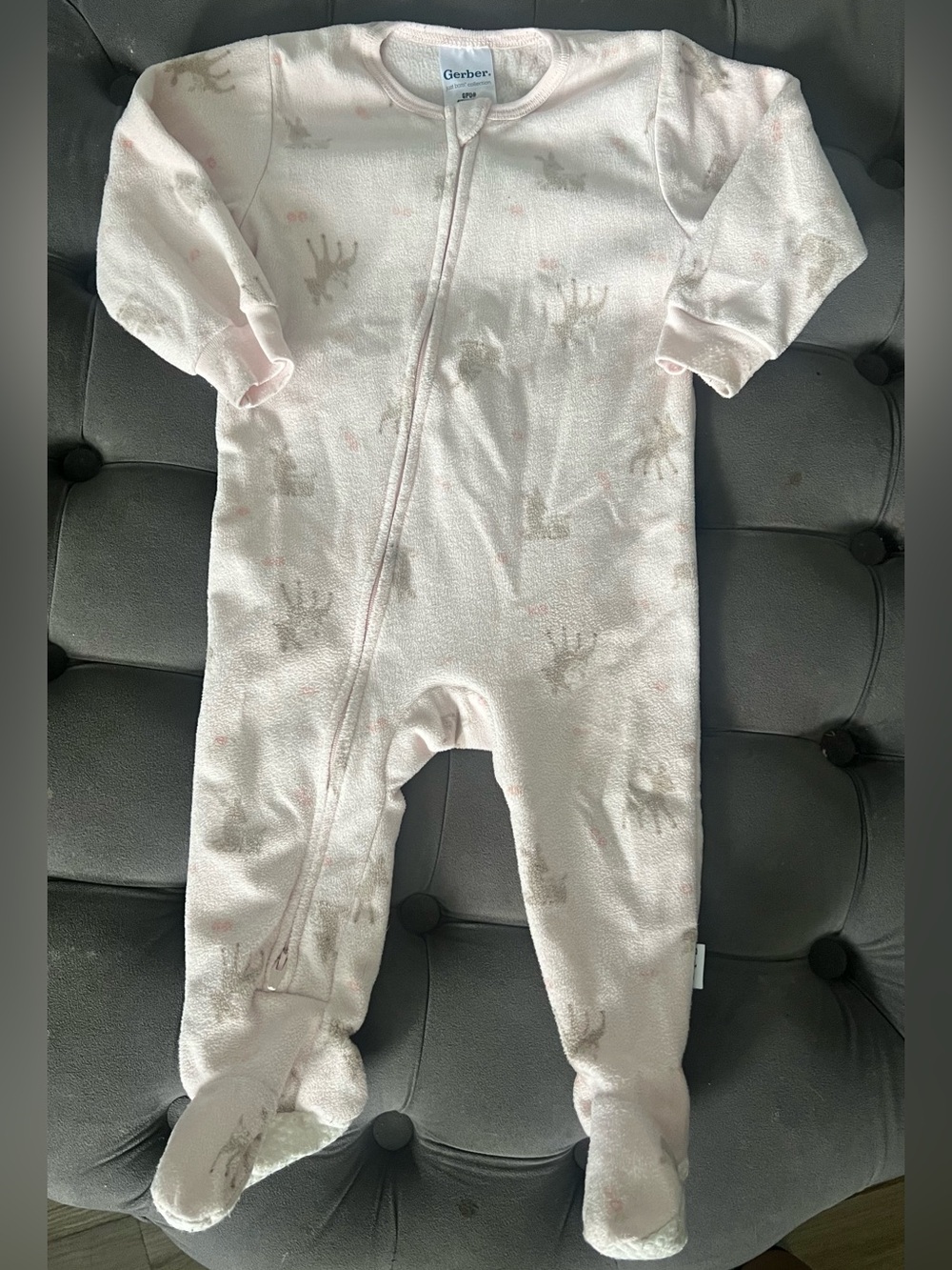 Gerber Pink Fleece Footed Pajama - 12M